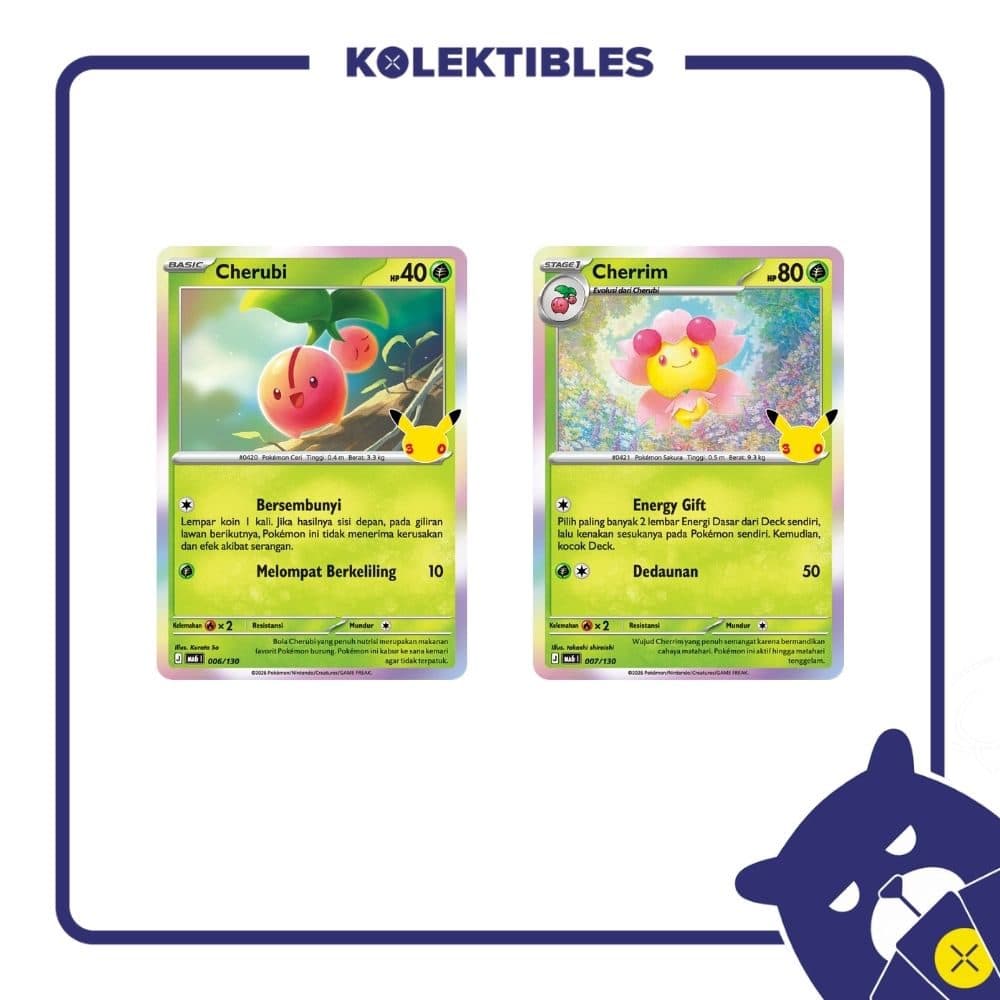 Pokemon Indonesia - MA6 006 & 007/130 Holo – Cherubi & Cherrim 01/004/02/11/113