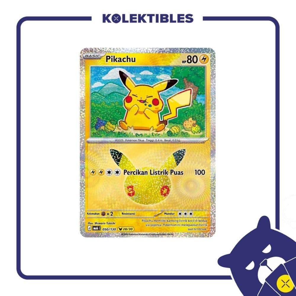 Pokemon Indonesia - MA6 050/130 Holo – Pikachu 28/30 01/004/02/11/113