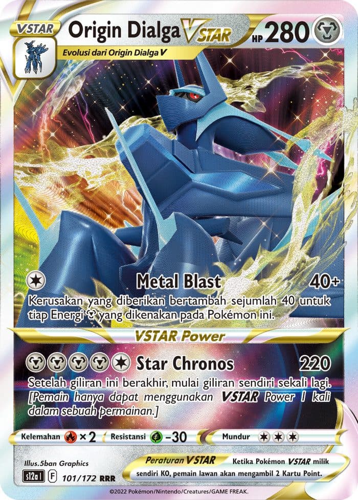 Pokemon Indonesia S12a – Origin Dialga Vstar 101/172 RRR 01/008/02/11/111
