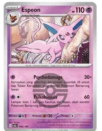 POKEMON INDONESIA – Sv8a – 062/187 – Espeon Holo Pokeball 01/134/02/11/111