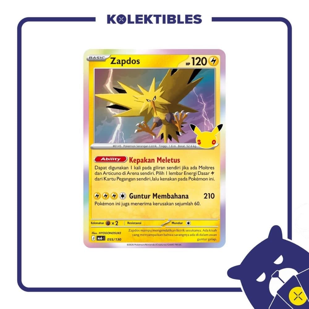 Pokemon Indonesia - MA6 055/130 Holo - Zapdos 01/004/02/11/113