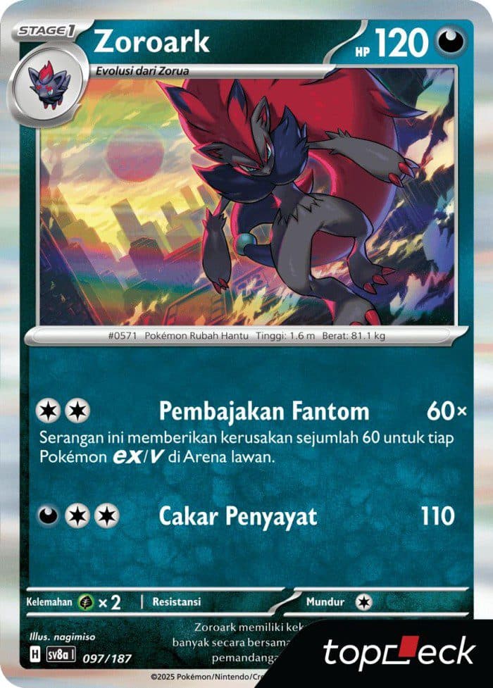 POKEMON INDONESIA – Sv8a Zoroark Holo 097/187 R