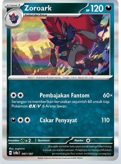 POKEMON INDONESIA – SV8a 097/187 Zoroark Pokeball 01/105/02/11/111
