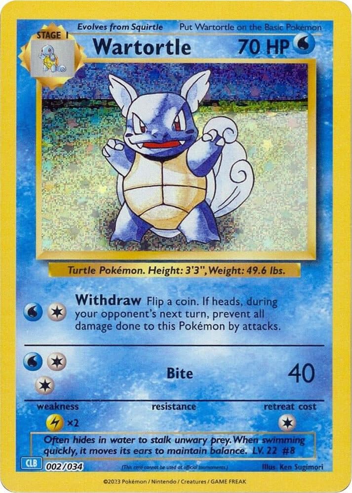 Pokemon Classic Collection 002/034 CLB - Wartortle HOLOFOIL