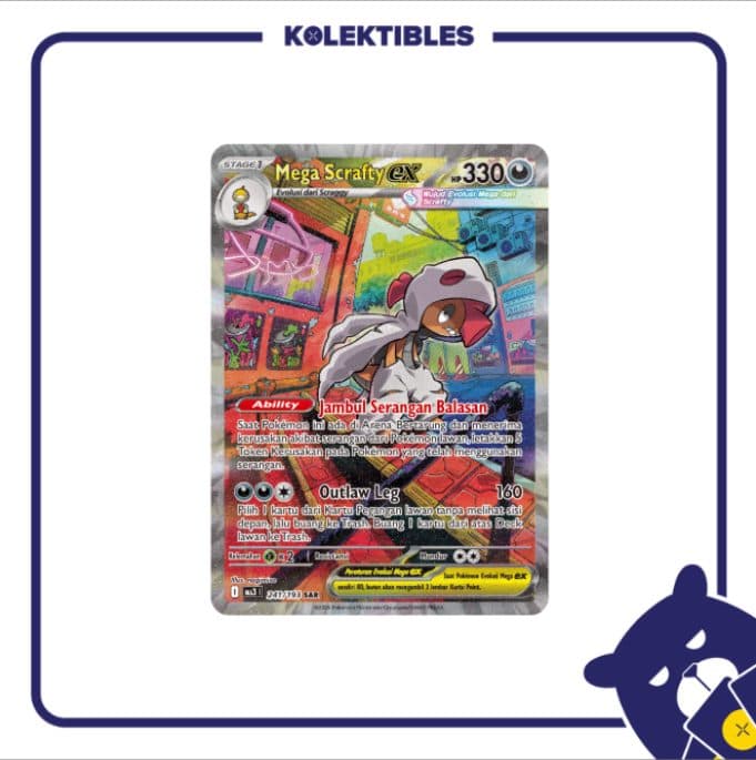 Pokemon Indonesia - MA3 241/193 SAR - Mega Scrafty Ex