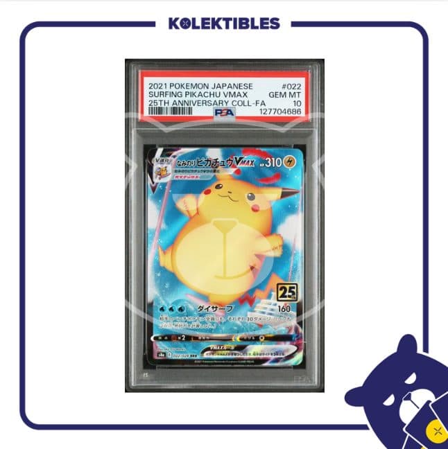 Surfing Pikachu VMAX 022 RRR - Pokemon 25th Anniv Coll Japan 2021 - PSA 10 - 01/006/02/11/111