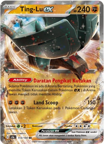 Pokemon Indonesia - SV4A 113/190 RR Ting-Lu EX - 01/144/02/11/111
