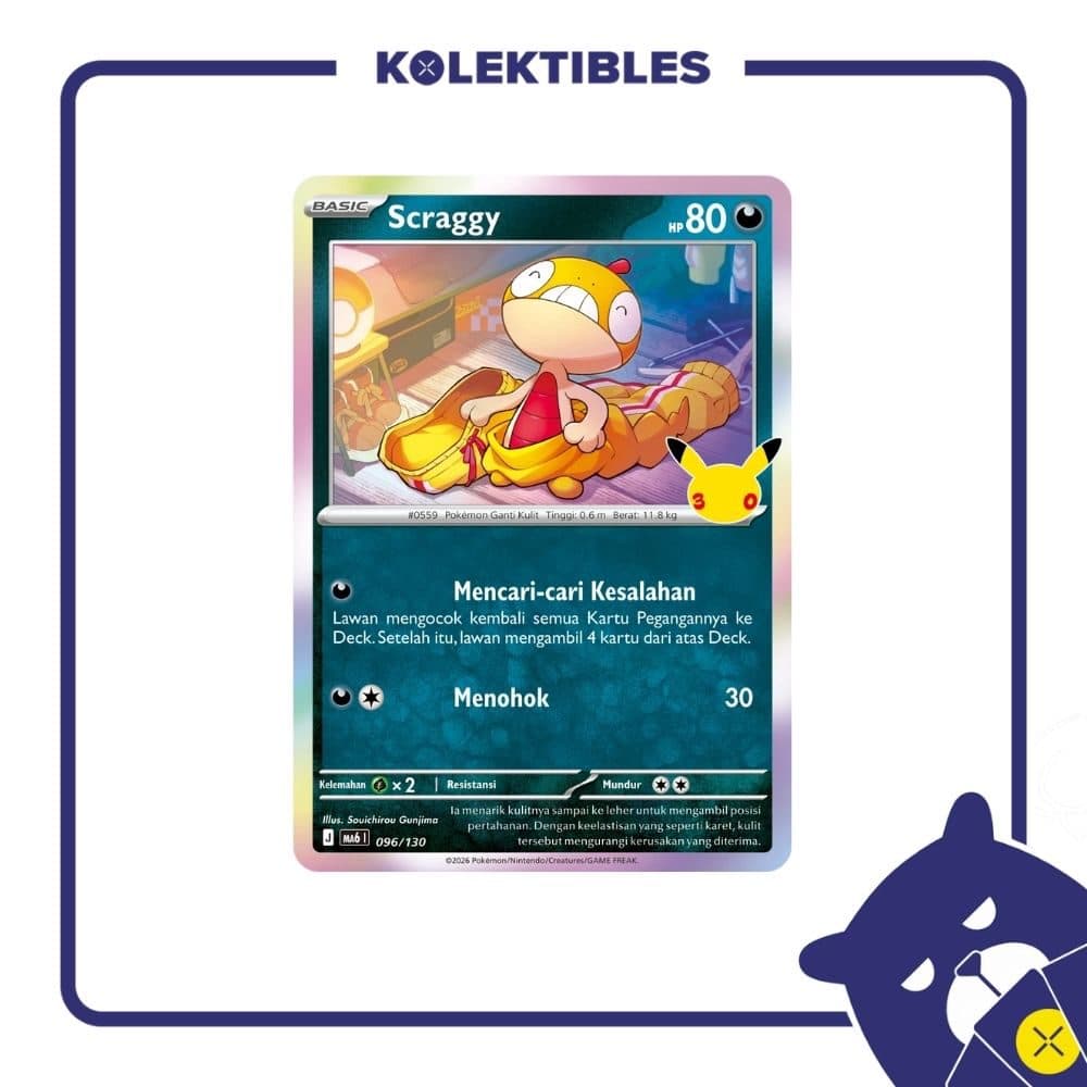 Pokemon Indonesia - MA6 096/130 Holo - Scraggy 01/004/02/11/113