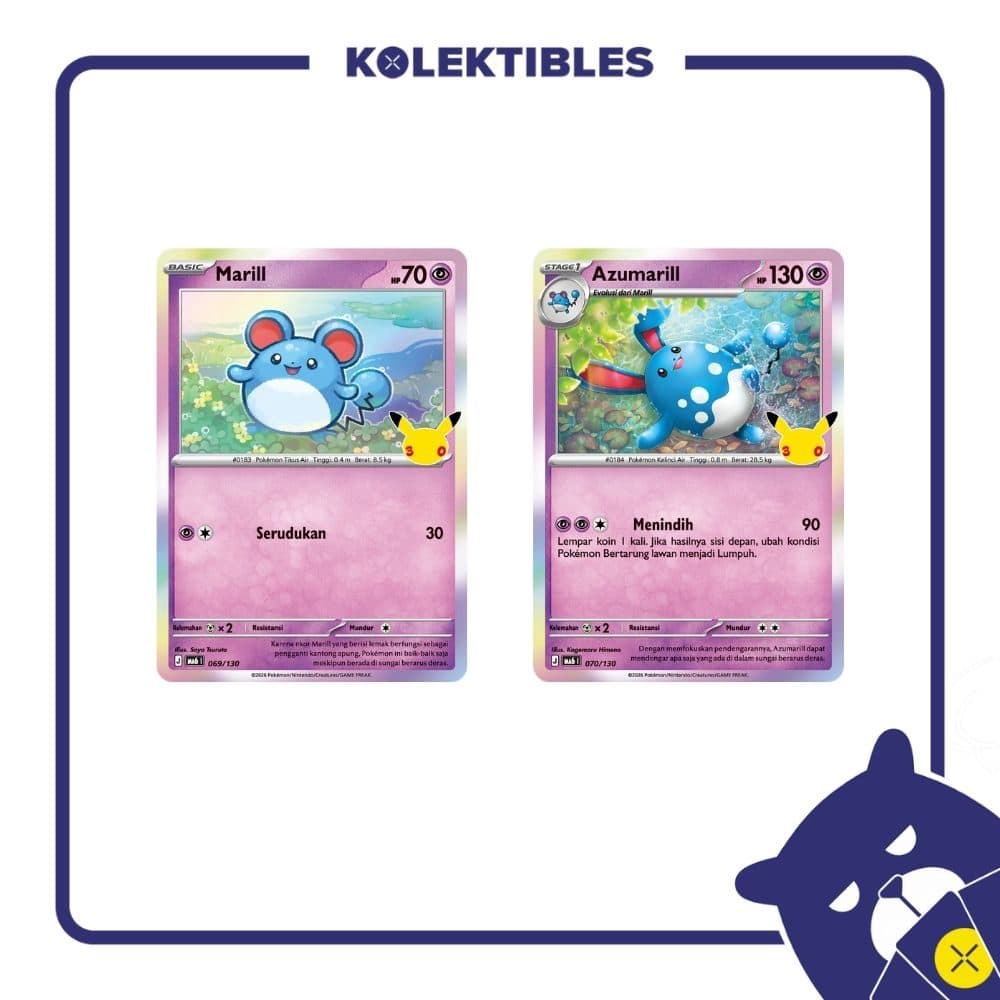 Pokemon Indonesia - MA6 069 & 070/130 Set of 2 - Marill & Azumarill 01/004/02/11/113