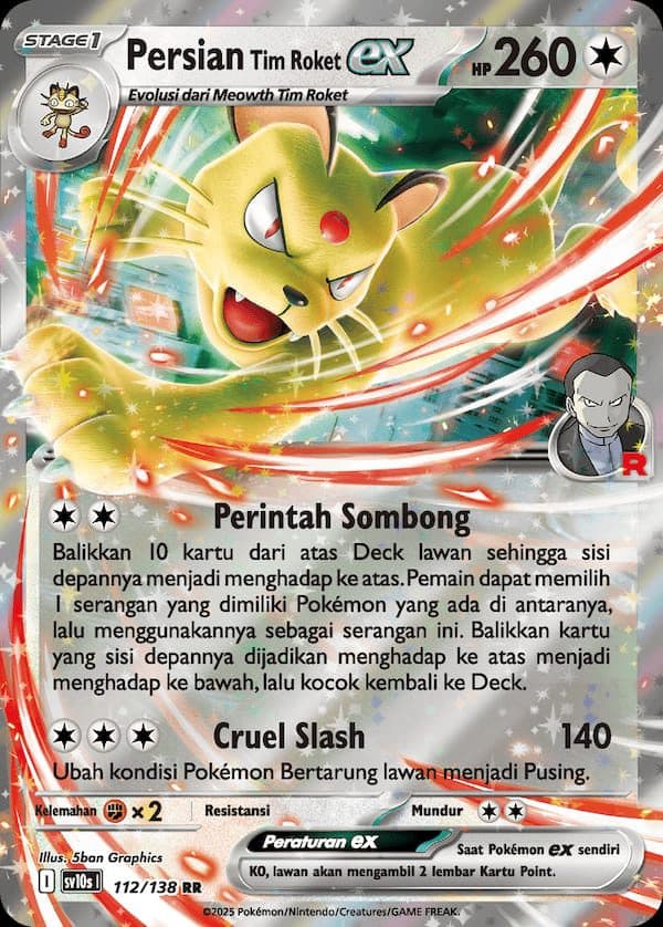 POKEMON INDONESIA – SV10S – 112/138 RR – Persian Tim Rocket EX
