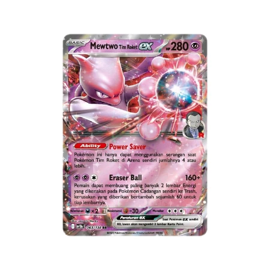 POKEMON INDONESIA – Sv10s – 063/138 RR – Mewtwo Tim Roket EX 01/129/02/11/111