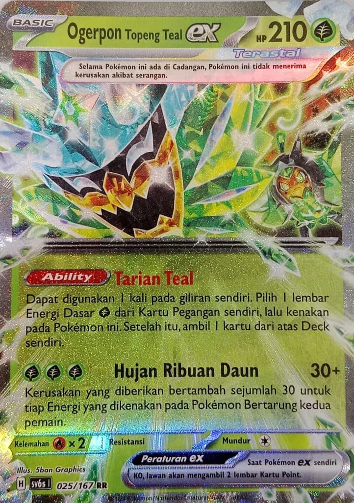 POKEMON INDONESIA sv6s - 025/167 RR - Ogerpon Topeng Teal EX 01/008/02/11/111