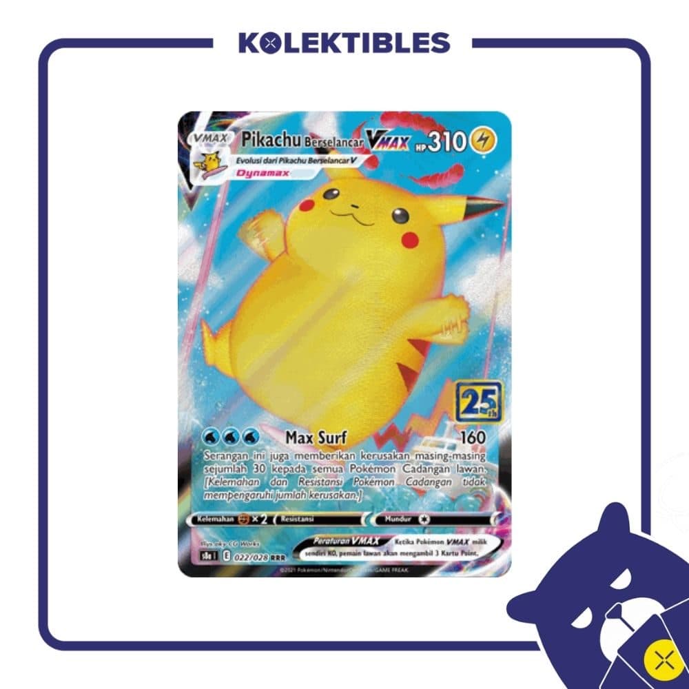 Pokemon Indonesia – s8a 022/028 RRR Pikachu Berselancar Vmax 01/207/02/11/111
