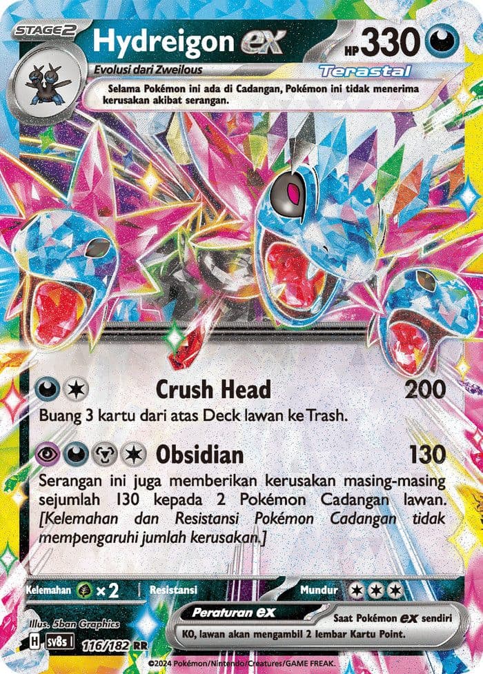 POKEMON INDONESIA – Sv8s – 116/182 RR – Hydreigon EX 01/122/02/11/111