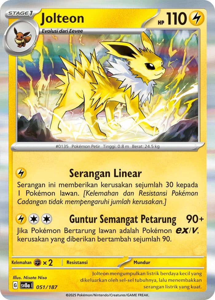 POKEMON INDONESIA – Sv8a Jolteon Holo 051/187 R