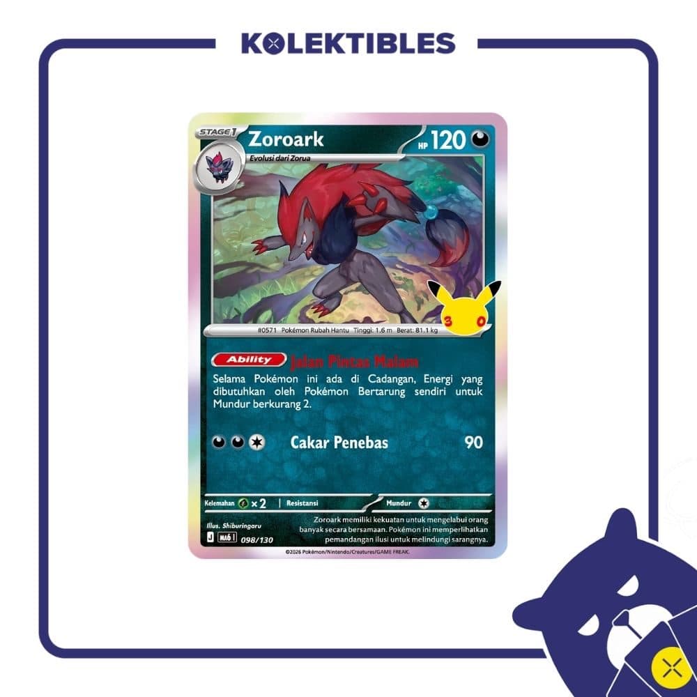 Pokemon Indonesia - MA6 098/130 Holo - Zoroark 01/004/02/11/113