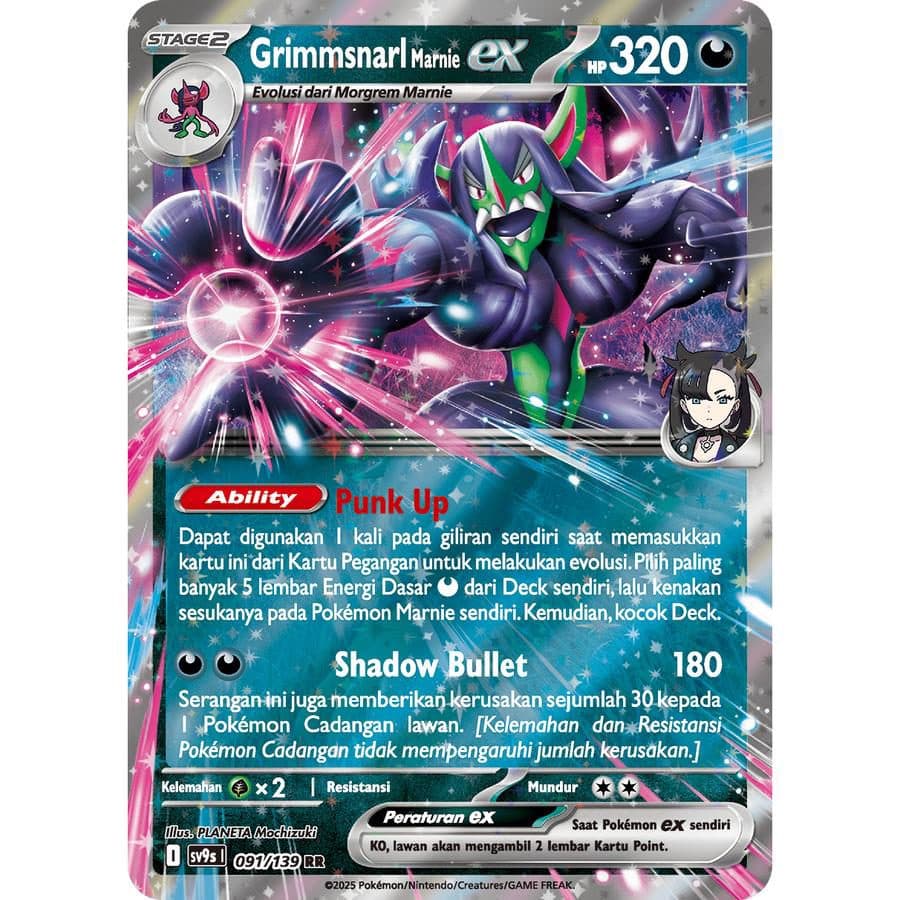 POKEMON INDONESIA – Sv9s – 091/139 RR –Tim Grimmsnarl Marnie EX 01/133/02/11/111