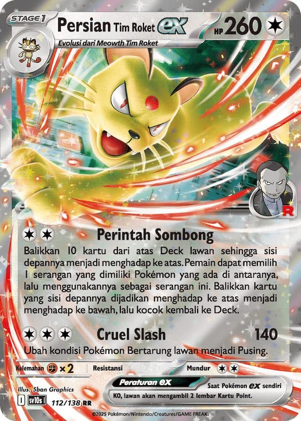 Pokemon Indonesia - SV10s 112/138 RR - Persian Tim Roket EX