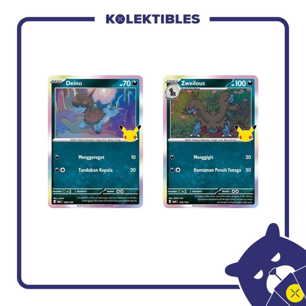 Pokemon Indonesia - MA6 099 & 100/130 Holo Set of 2 – Deino & Zweilous 01/004/02/11/113