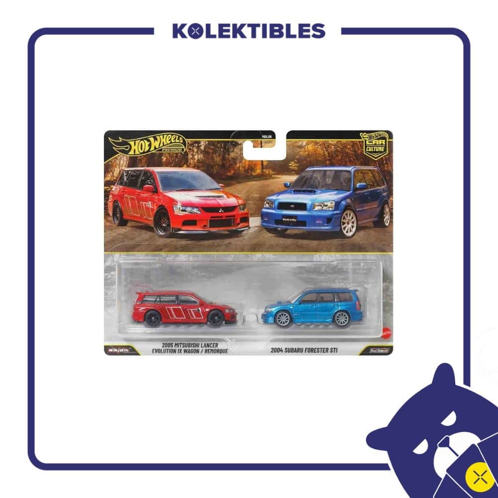 Hot Wheels Premium – 2005 Mitsubishi Lancer Evolution IX Wagon/Remorque vs 2004 Subaru Forester STI 01/159/07/22/190