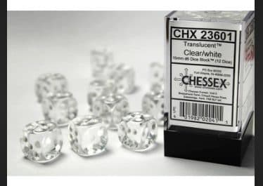 Chessex 16mm d6 Dice Block dadu Translucent Bening Transparan - CHX23601 Bening