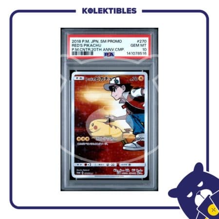 Red's Pikachu 270 SM-P - Pokemon Center 20th Anniv Promo Card 2018 Japan - PSA 10 01/004/02/11/113