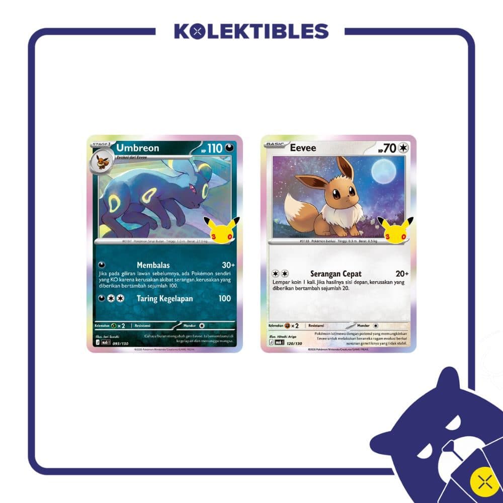 Pokemon Indonesia - MA6 093 & 120/130 Set of 2 - Umbreon & Eevee 01/004/02/11/113