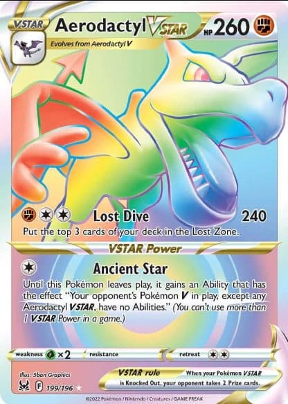 POKEMON ENGLISH – Lost Origin Aerodactyl VStar 199/196 HR 01/004/02/11/112