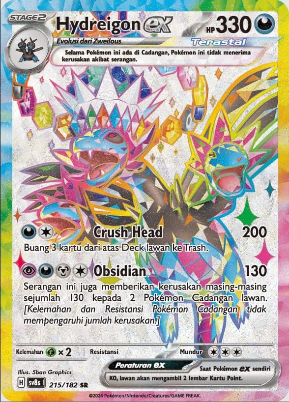 POKEMON INDNESIA – sv8s 215/182 SR Hydreigon EX 01/083/02/11/111