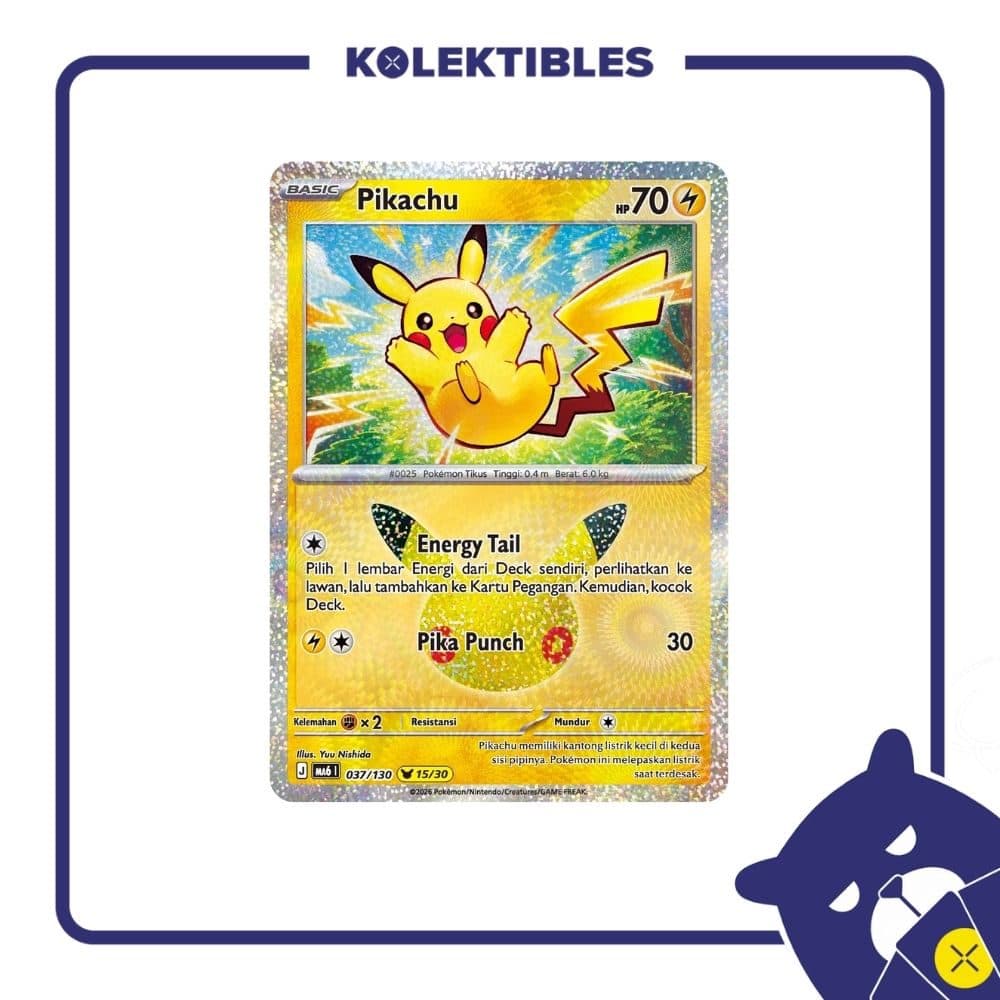 Pokemon Indonesia - MA6 037/130 Holo – Pikachu 15/30 01/004/02/11/113