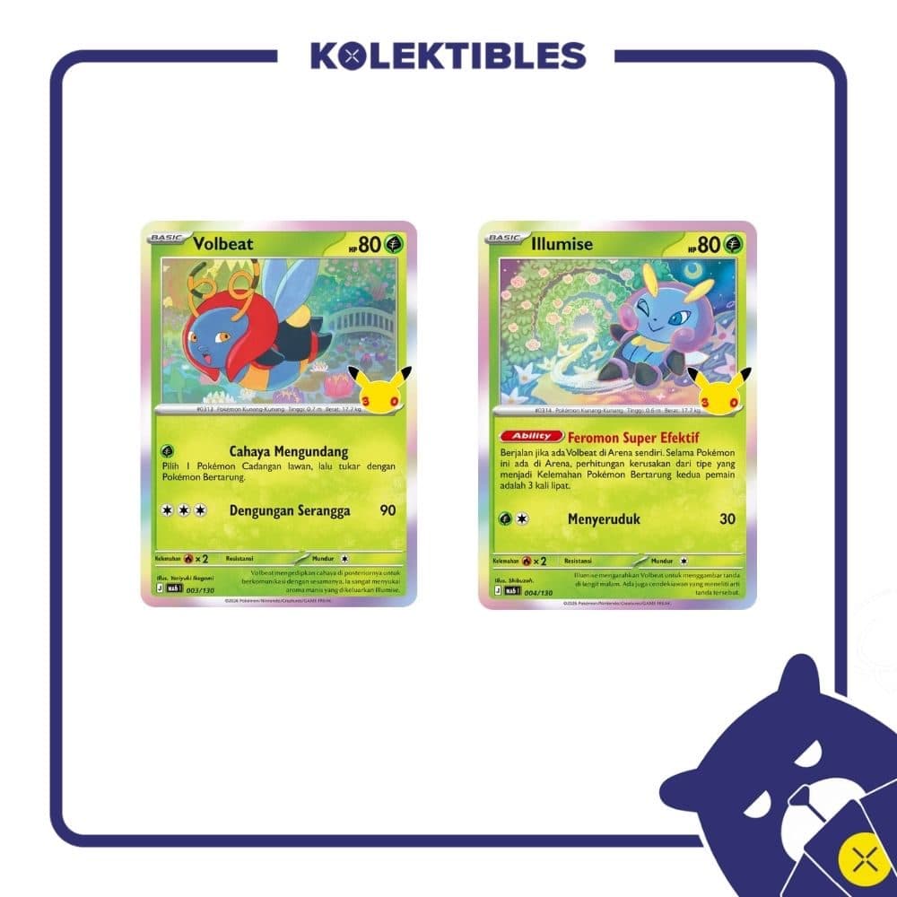 Pokemon Indonesia - MA6 003 & 004/130 Set of 2 – Volbeat & Illumise 01/004/02/11/113