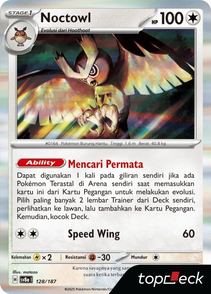 POKEMON INDONESIA – Sv8a Noctowl Holo 128/187 R