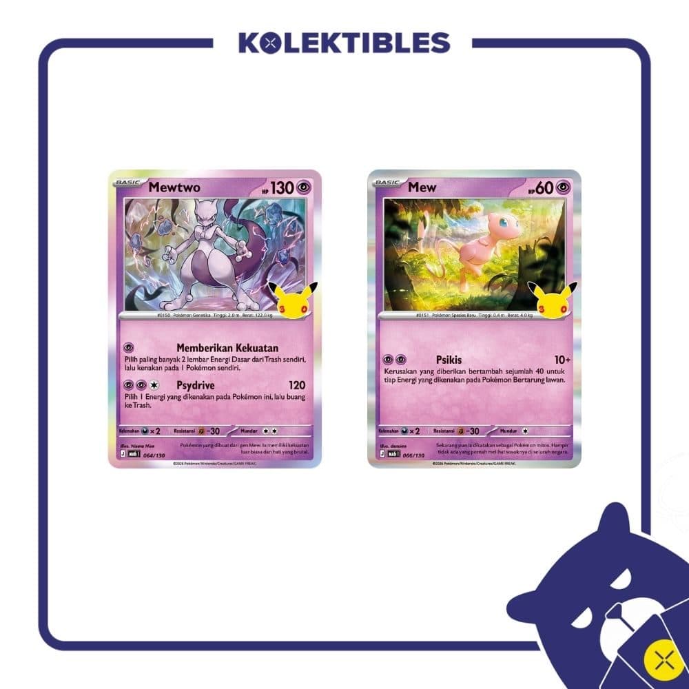 Pokemon Indonesia - MA6 064 & 066/130 Set of 2 – Mewtwo & Mew 01/004/02/11/113