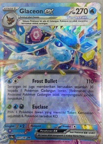 POKEMON INDONESIA – SV8a 041/187 RR Glaceon EX 01/105/02/11/111