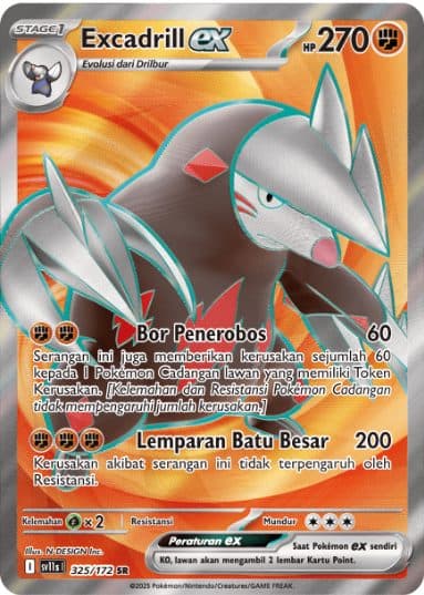 Pokemon Indonesia – SV11S – 325/172 SR – Excadrill EX 01/155/02/11/111