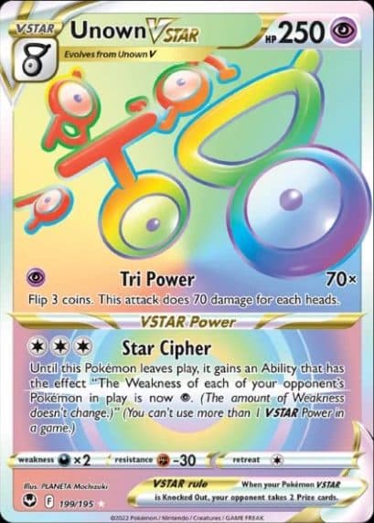 POKEMON ENGLISH – Silver Tempest Unown VStar 199/195 HR 01/004/02/11/112