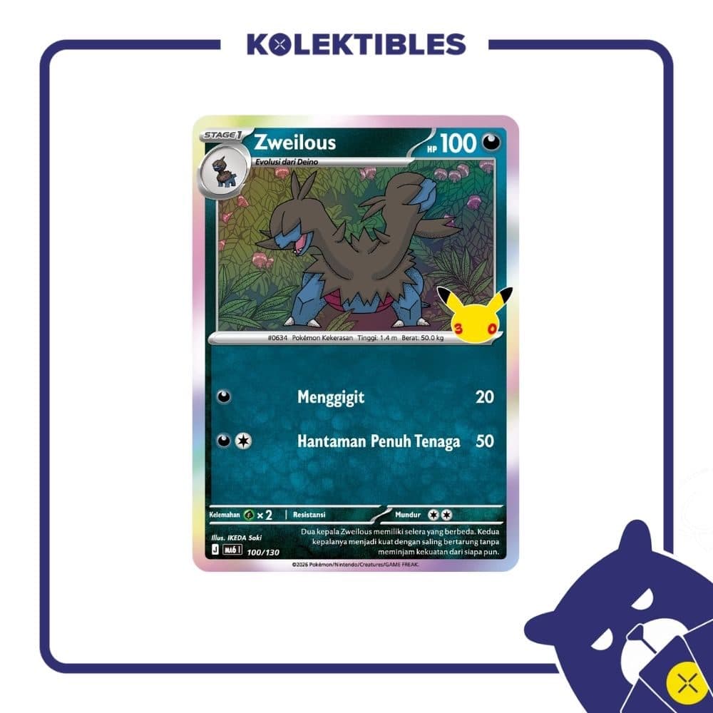 Pokemon Indonesia - MA6 100/130 Holo - Zweilous 01/004/02/11/113
