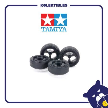 Tamiya – 15541 – Small Dia Low Friction Narrow Tires (24mm) & Carbon Wheels (3-Spoke)