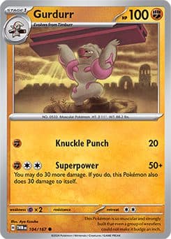 POKEMON ENGLISH - Twilight Masquerade - 104/167 - Gurdurr