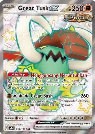 POKEMON INDONESIA Sv4a – Great Tusk EX 330/190 SSR 01/016/02/11/111