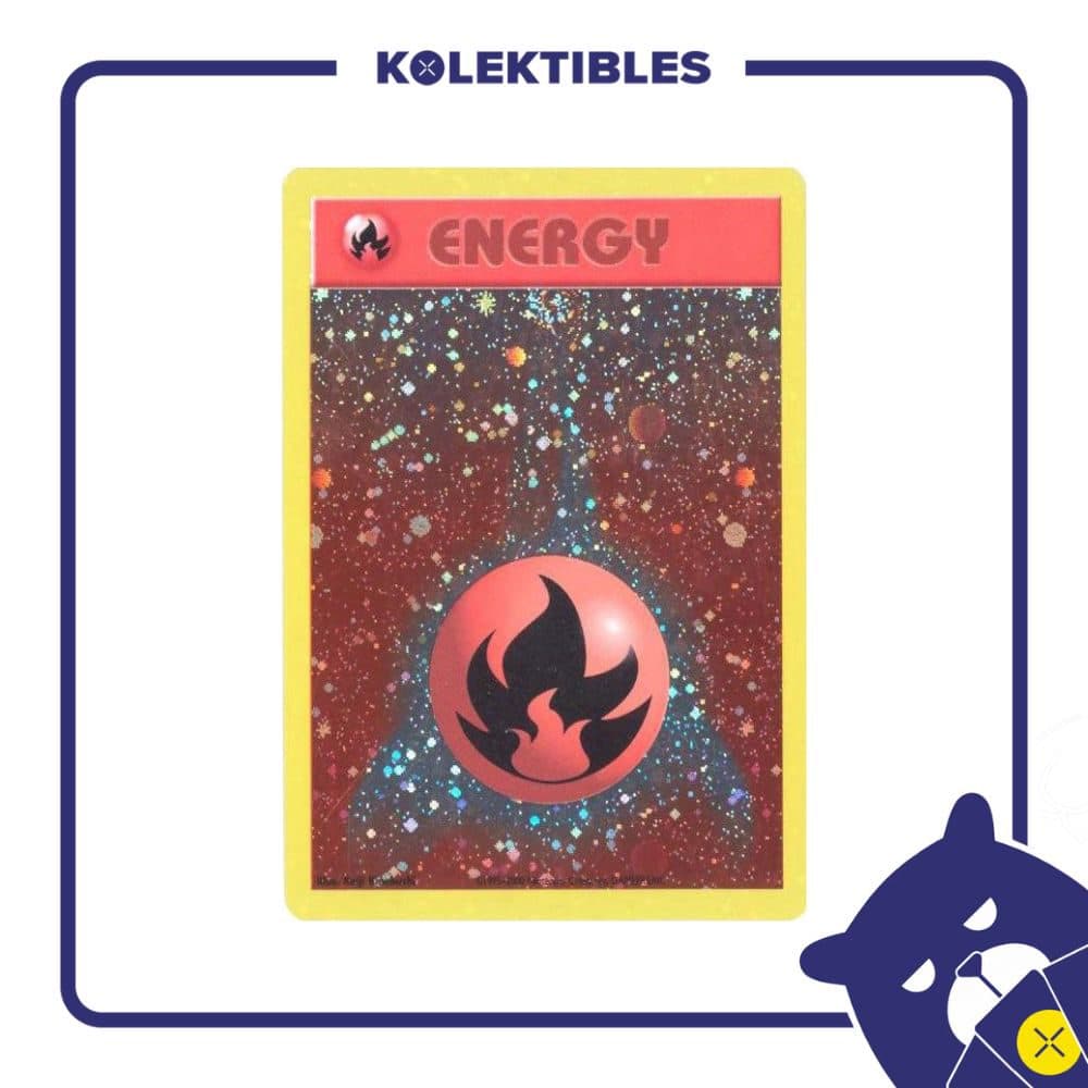 Pokemon English - 1995-2000 Base Set 4 Swirl Cosmic Holo - Fire Energy - 01/280/02/11/111
