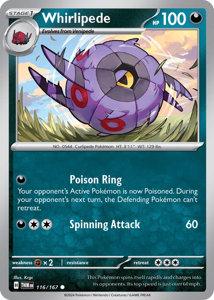 POKEMON ENGLISH - Twilight Masquerade - 116/167 - Whirlipede