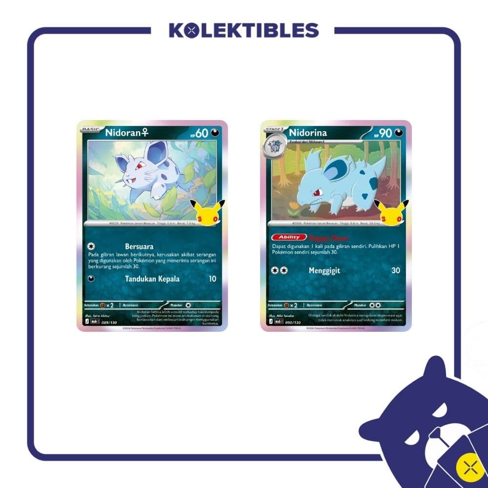 Pokemon Indonesia - MA6 089 & 090/130 Set of 2 – Nidoran & Nidorina 01/004/02/11/113