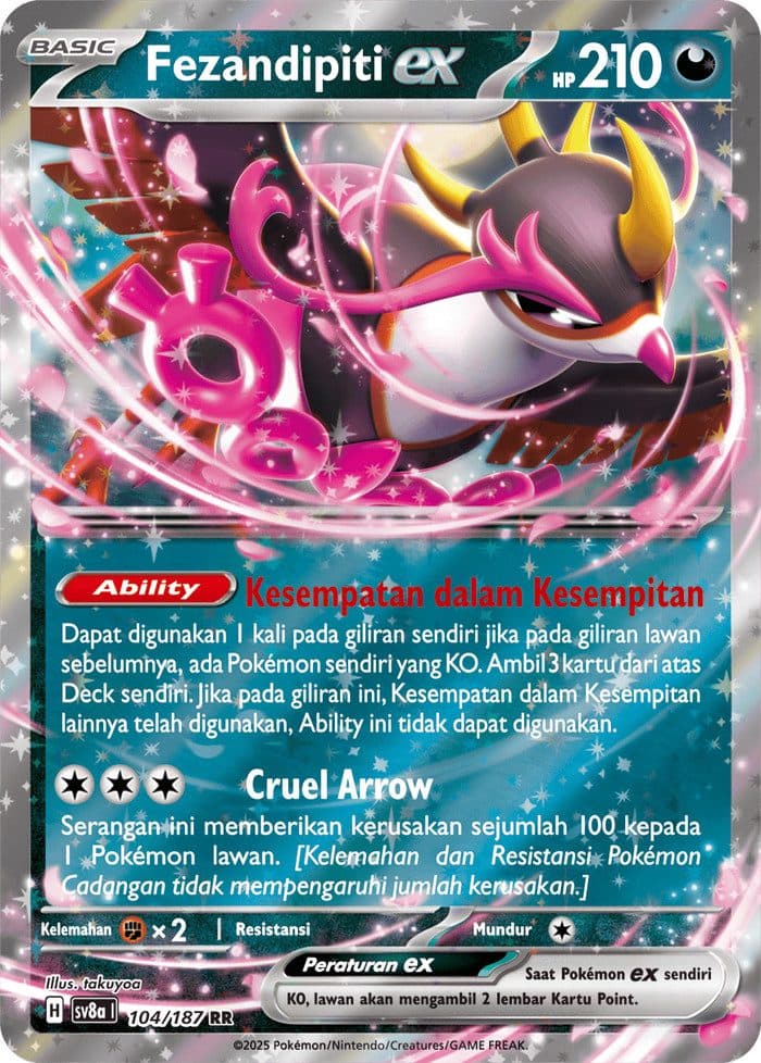 POKEMON INDONESIA – SV8a 104/187 RR Fezandipiti EX 01/103/02/11/111