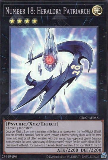YU GI OH AE – CR07-AE058 SR Number 18: Heraldry Patriarch