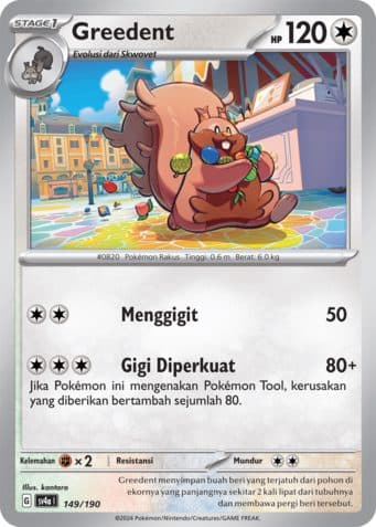 POKEMON INDONESIA SV4A - Greedent 149/190 Reverse Holo