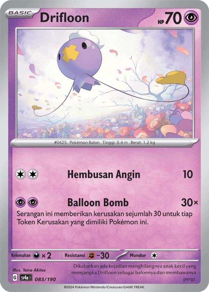 POKEMON SV4A - Drifloon 083/190 - Harta Berkilau Single Card