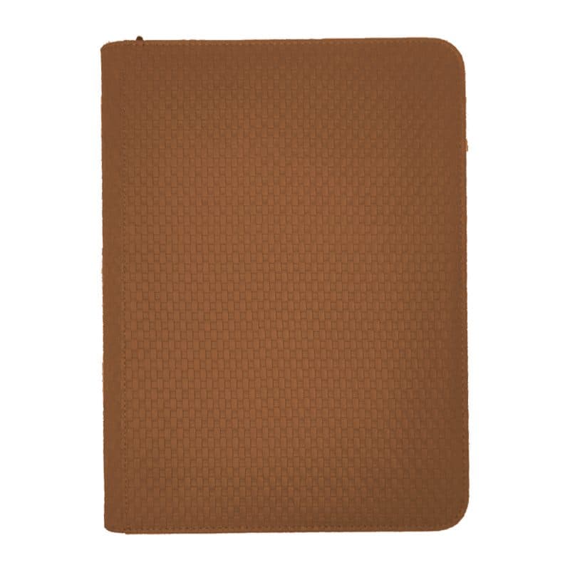 ZB 9 Pocket Woven Leather Zip Binder Brown