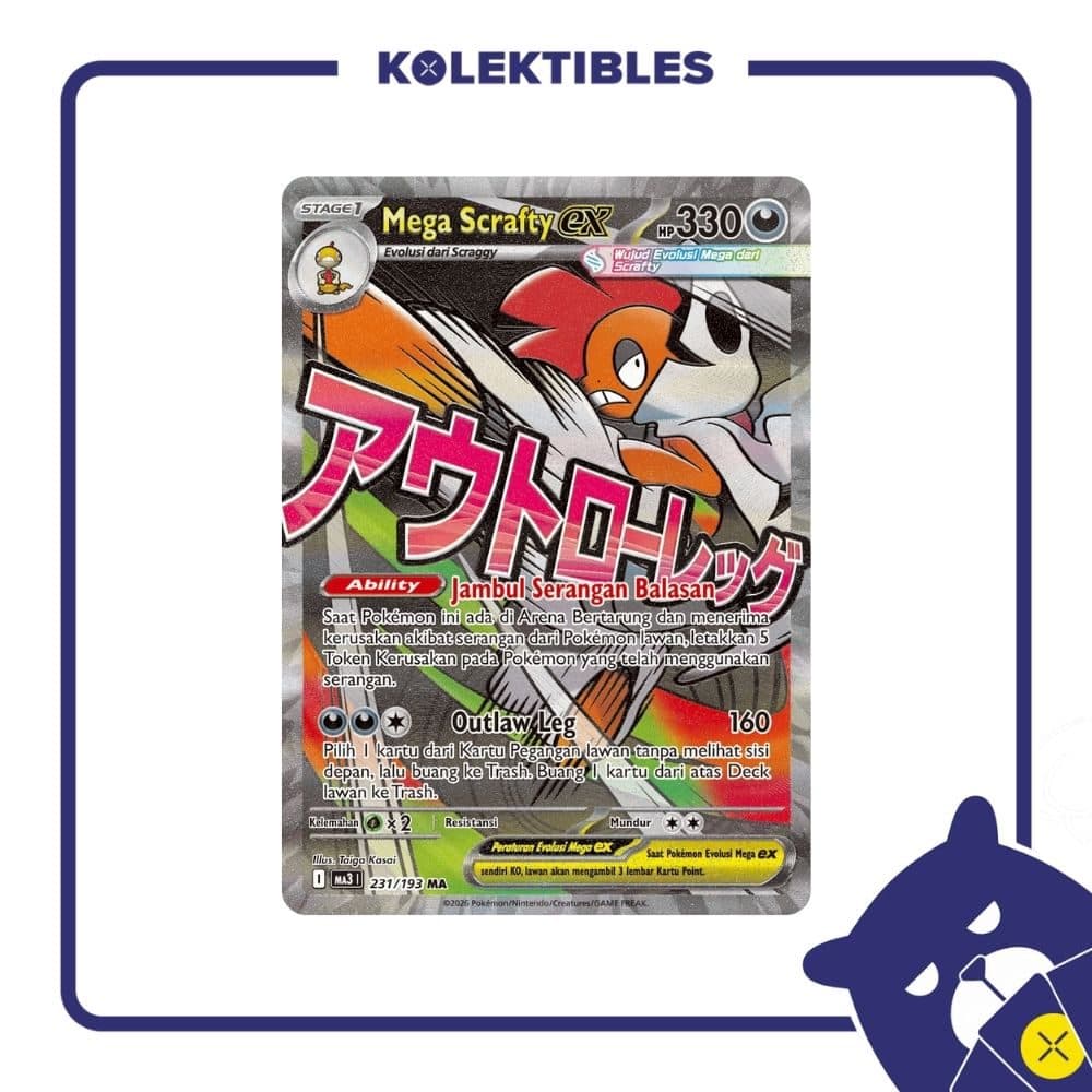 Pokemon Indonesia – ma3 231/193 MA Mega Scrafty EX 01/207/02/11/111