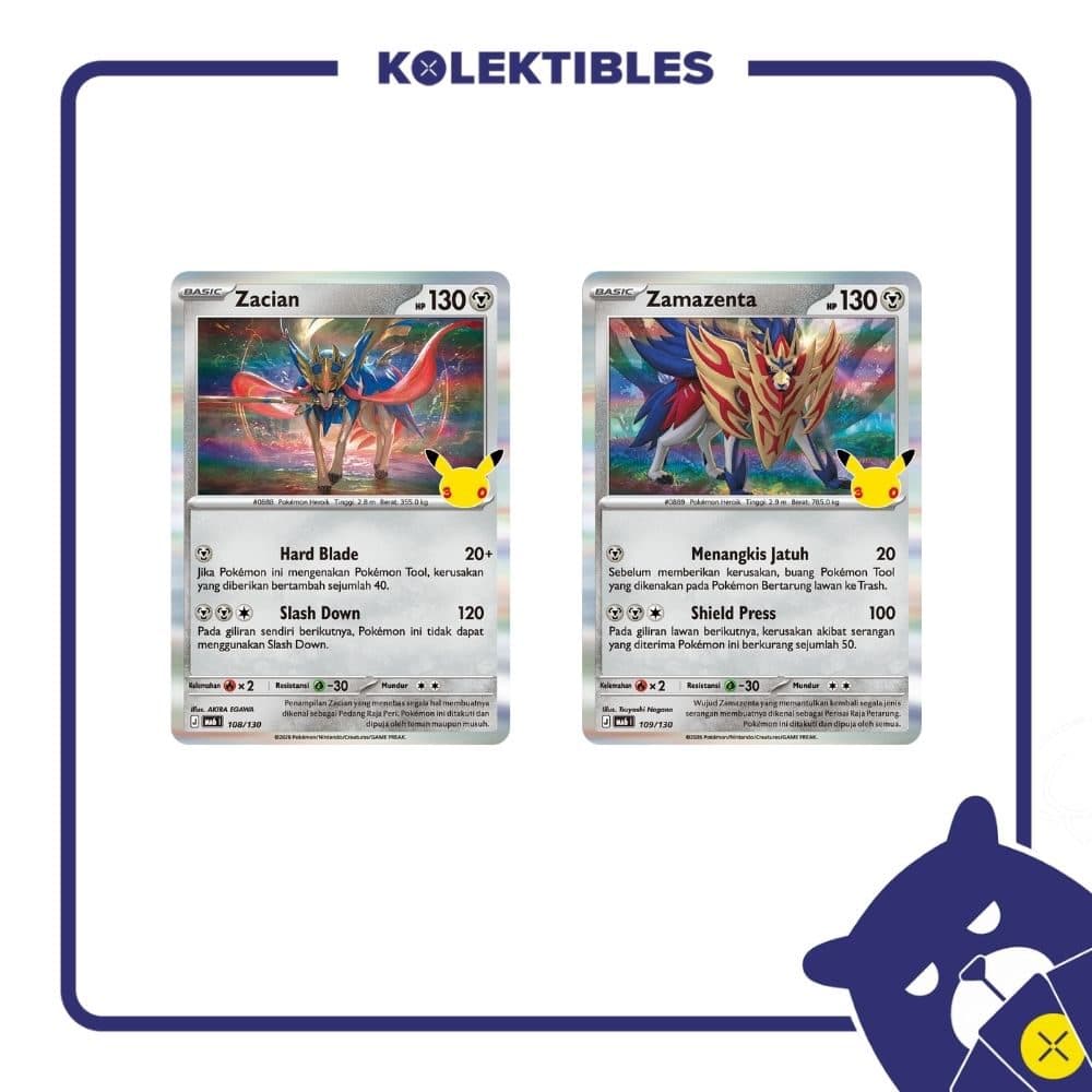 Pokemon Indonesia - MA6 108 & 109/130 Set of 2 - Zacian & Zamazenta 01/004/02/11/113